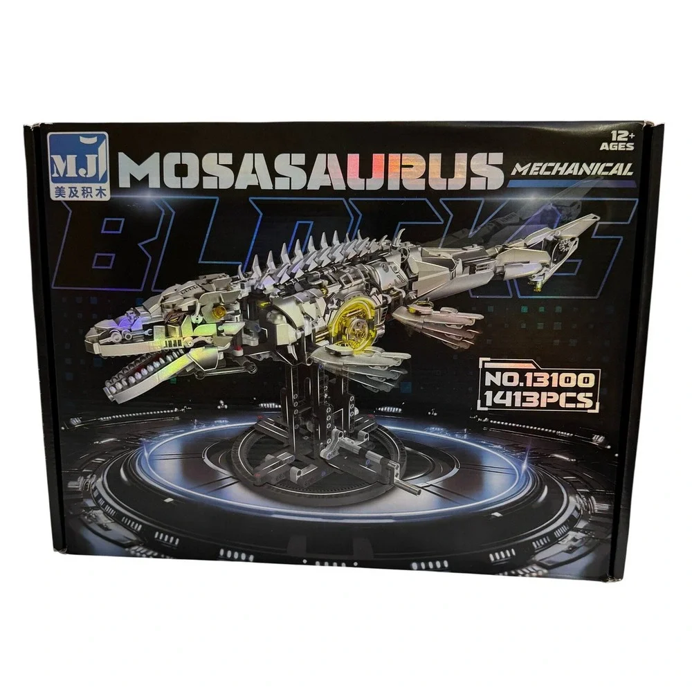 MJ Mosasaurus Mechanical Building Blocks‎ Set 13100 Silver NEW 1413pcs Light Up